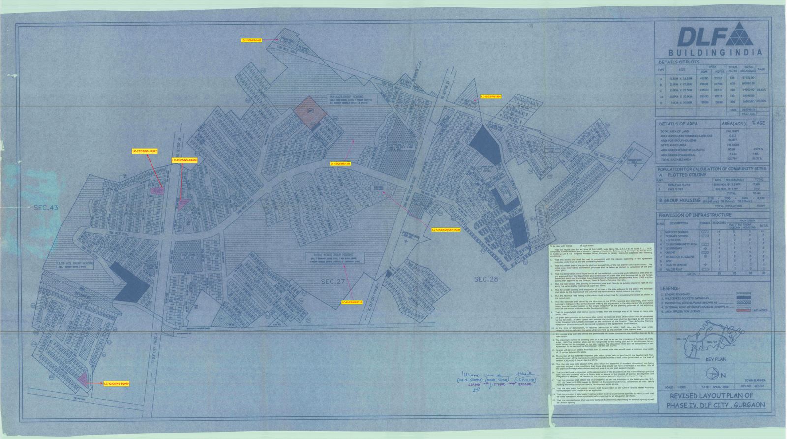 DTCP Haryana layout plan of DLF Phase 4, Gurgaon