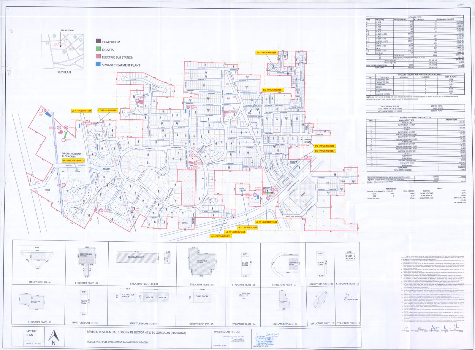 DTCP Haryana layout plan of Malibu Town, Gurgaon