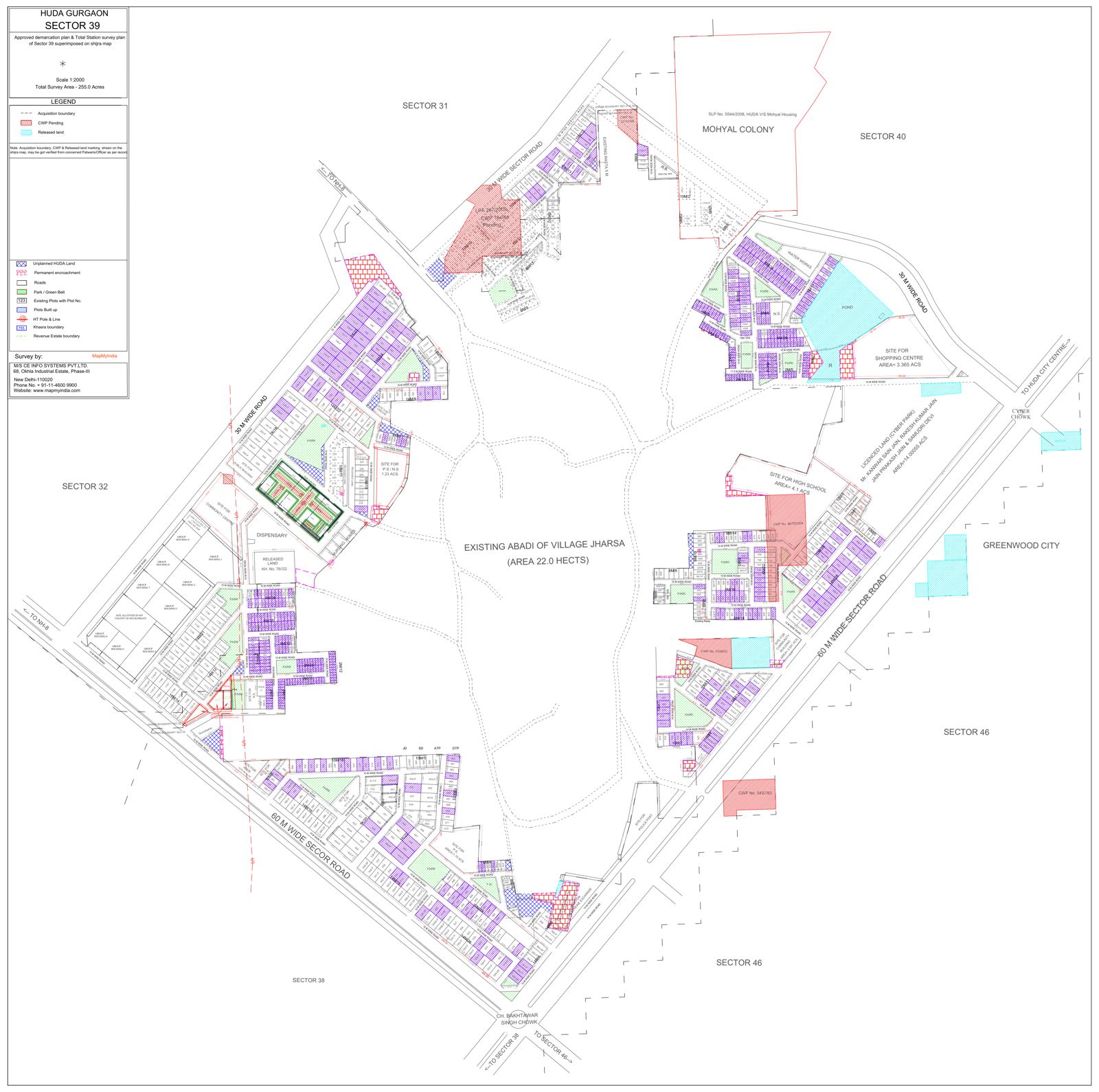 HSVP layout plan of Sector 39, Gurgaon