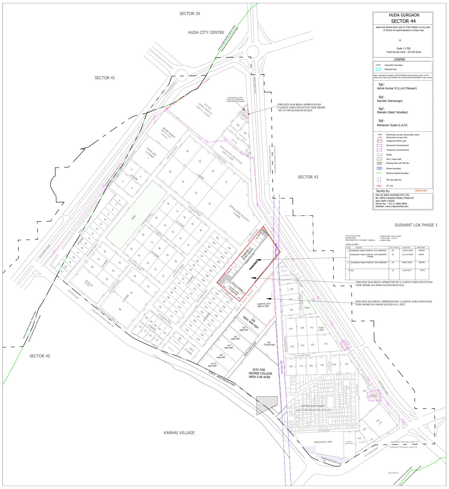 HSVP layout plan of Sector 44, Gurgaon