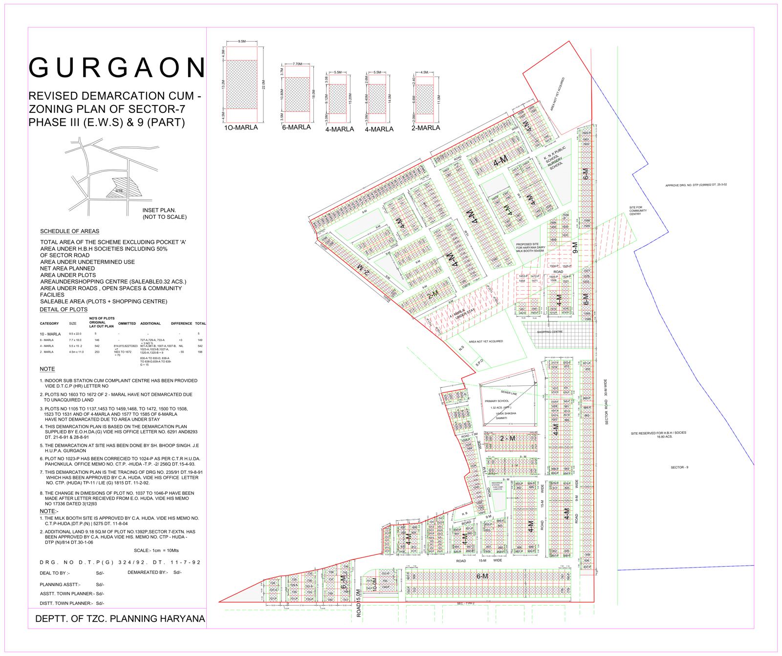 HSVP layout plan of Sector 7, Gurgaon