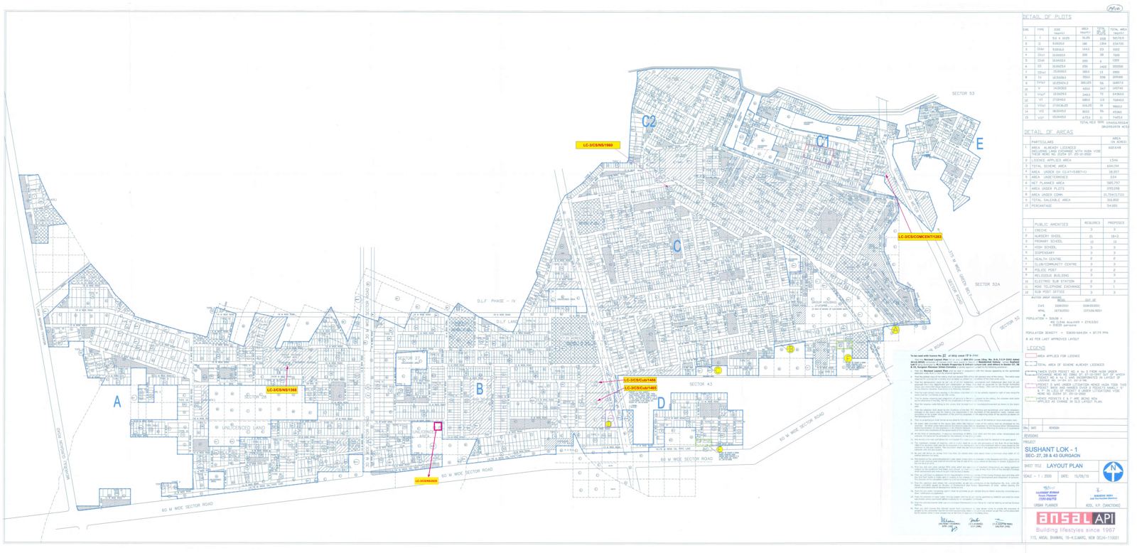DTCP Haryana layout plan of Sushant Lok 1, Gurgaon